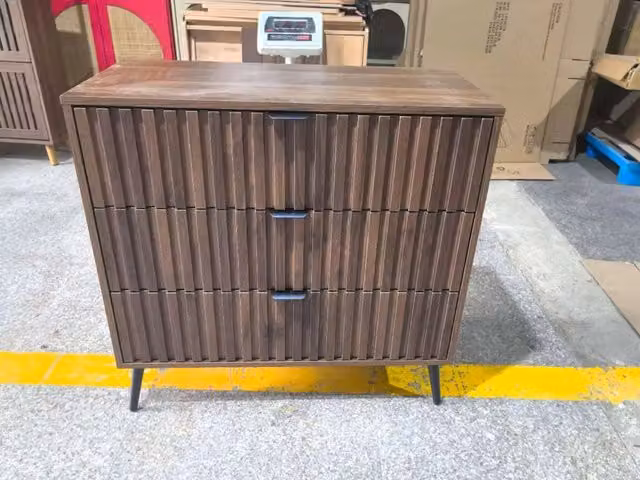 Cassettiera con 3 cassetti ¨C Minimal ¨C Legno colore noce, moderno, adatto camera soggiorno ingresso