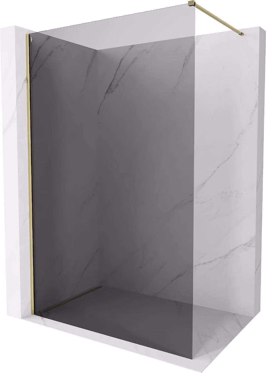Mexen Kioto-X parete doccia Walk-in 90 x 200 cm, grafite 10 mm, oro - 800-090-101-50-40-X