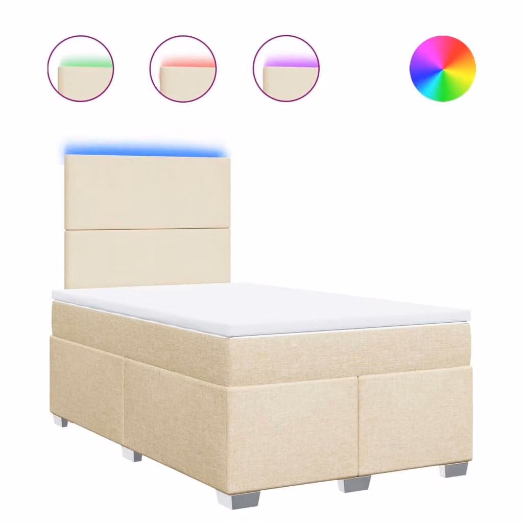 Giroletto a Molle con Materasso Crema 120x190 cm in Tessuto