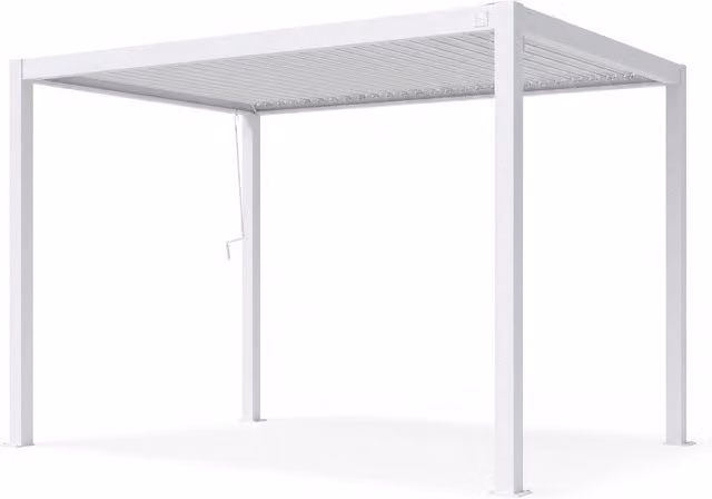 Pergola Bioclimatica ARREDITALY con Tetto a Lamelle Orientabili e Sistema di Drenaggio, Struttura in Acciaio e Alluminio, L: 4 m, P: 3 m, Colore Bianco Opaco