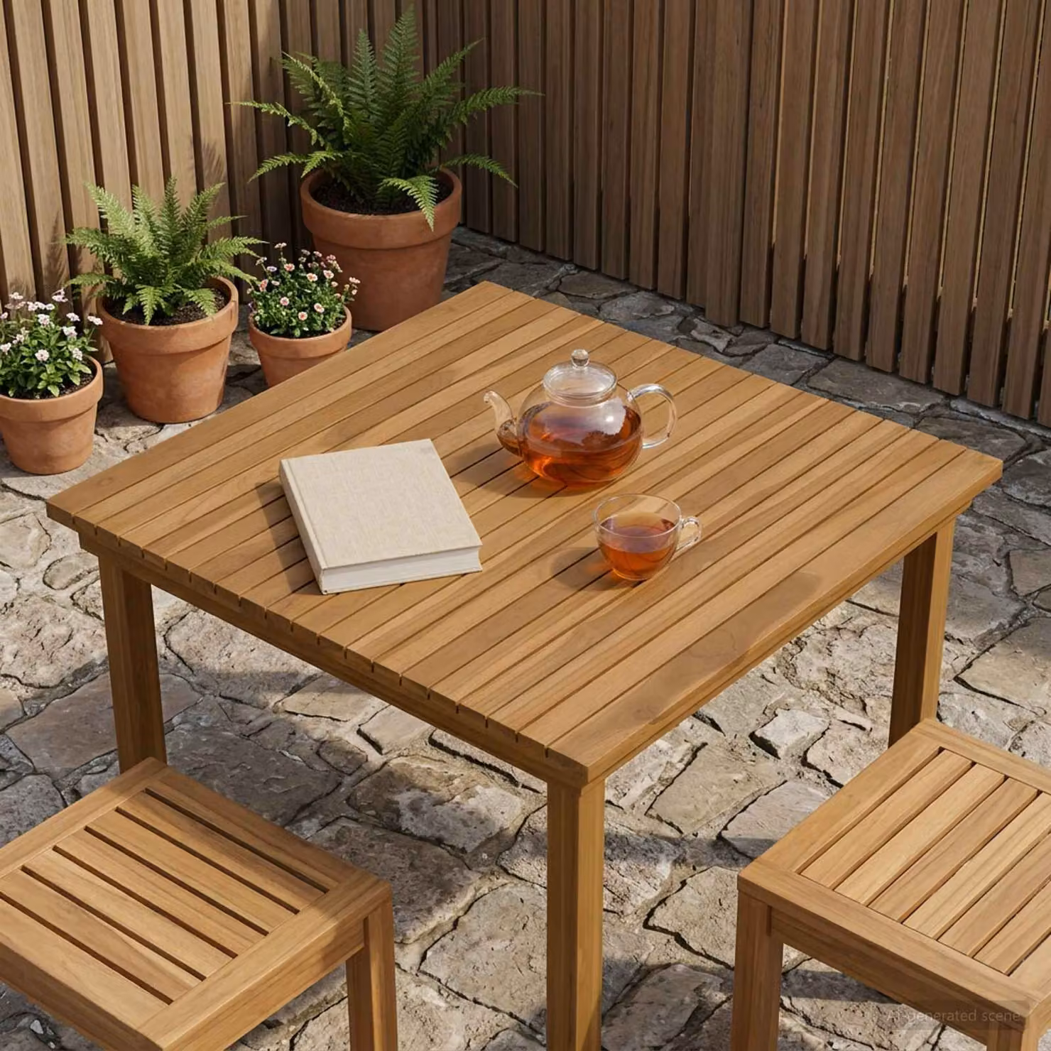 Piano del tavolo quadrato in legno di teak solido vidaXL marrone L: 80 cm, P: 80 cm, H: 3,5 cm