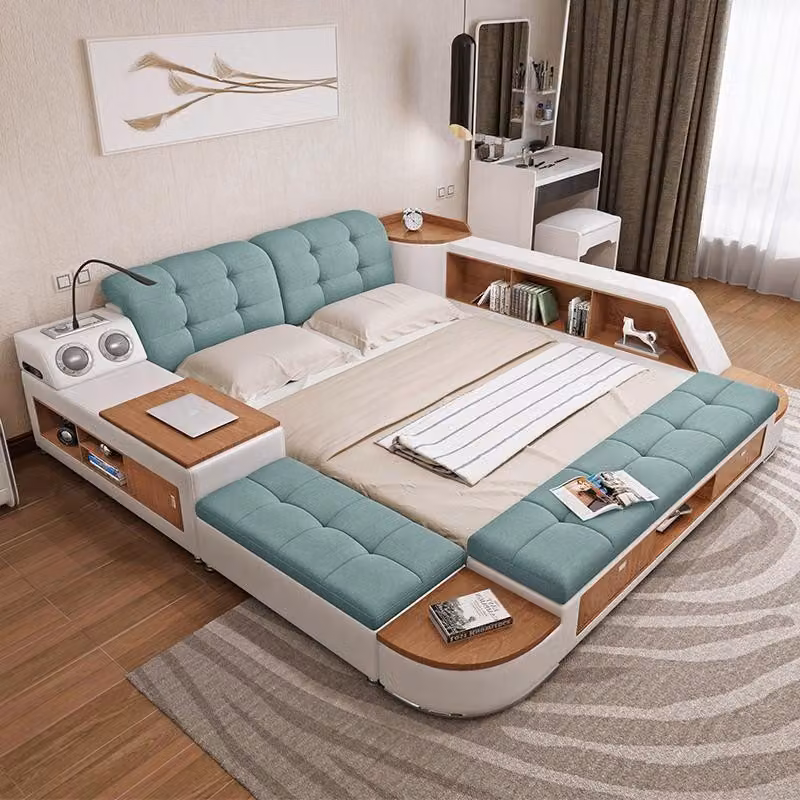 Polster 180x200 Multifunktion Regal USB Liege Design Bett Big Betten Leder Hotel