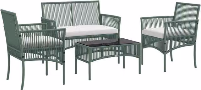 Set divano giardino 4 pezzi poltrona 2 posti tavolino vetro temperato ¨C Xylo ¨C Grigio antracite