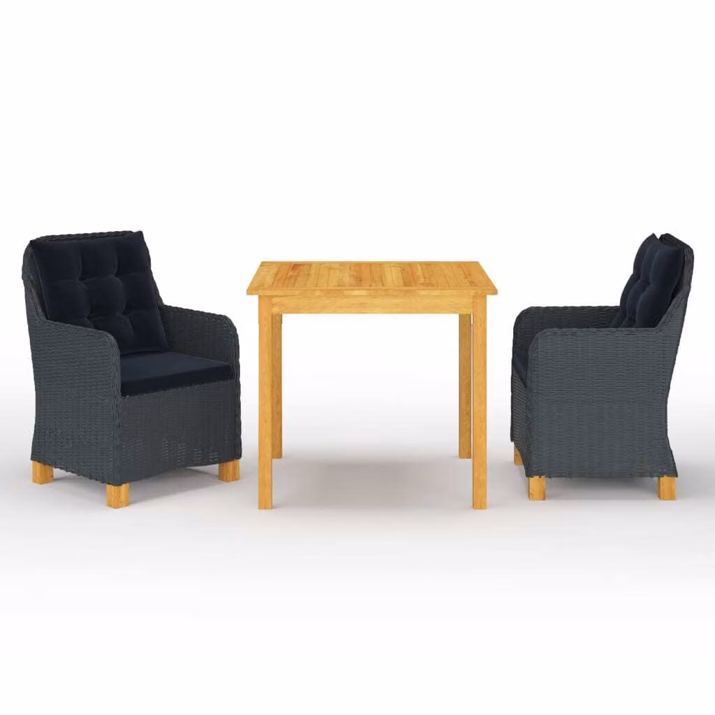 Maison Exclusive - Set da pranzo da giardino a 3 pezzi, grigio scuro