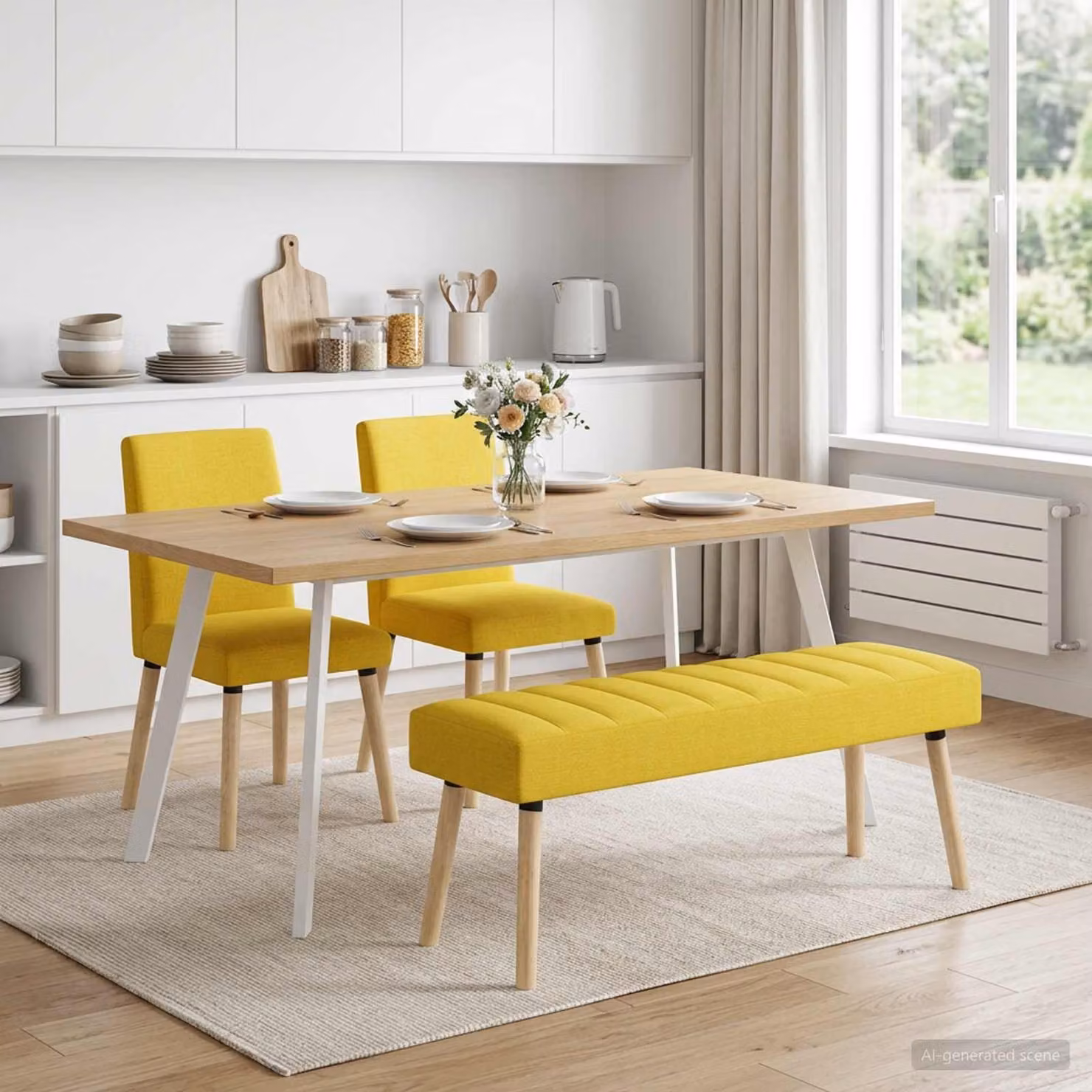 Panchina trapuntata a canale vidaXL Giallo Chiaro L 110 x P 40 x H 46 cm
