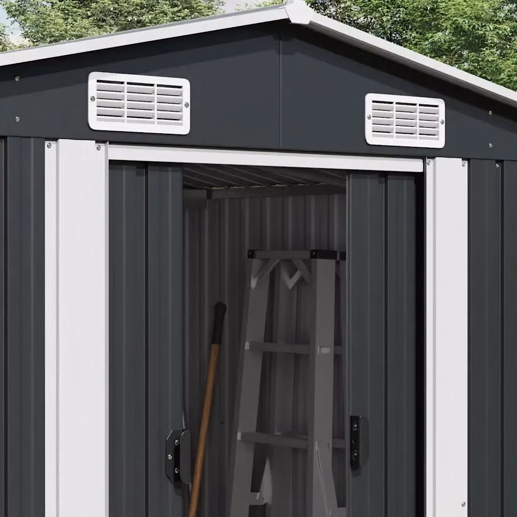 Capanno da Giardino Videx in Acciaio Zincato Antracite con Porte Scorrevoli e Ventilazione Laterale L: 990 cm, H: 181 cm – 2
