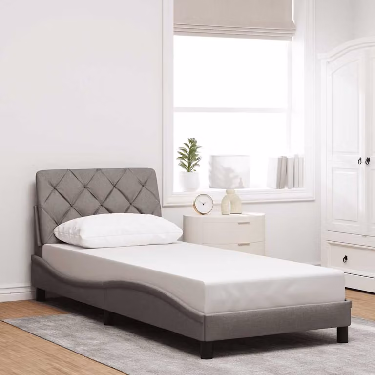 Giroletto vidaXL senza materasso in tessuto tortora L 90 cm x P 200 cm
