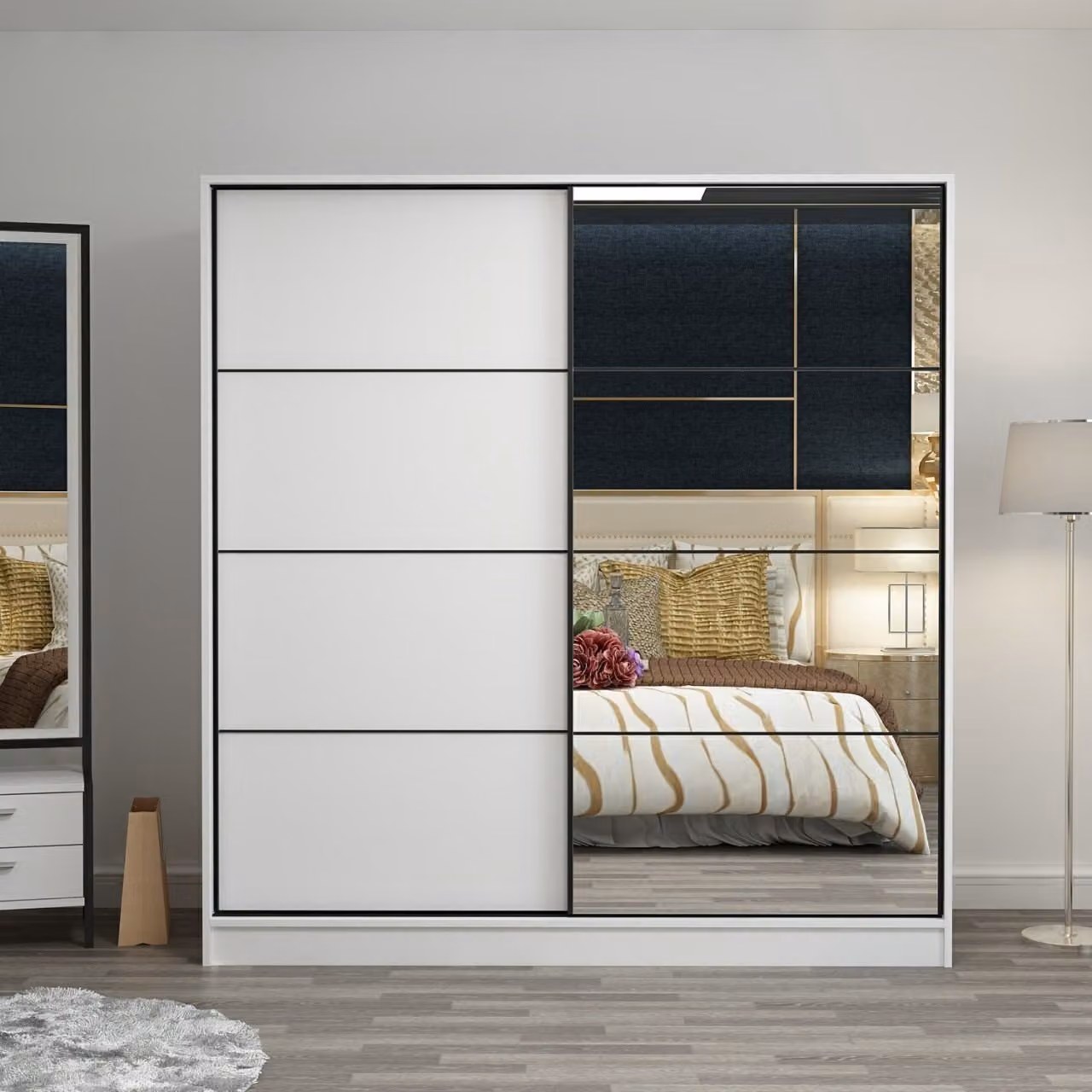 Skye Decor, Kale - 3961, armadio, bianco, pannelli truciolari rivestiti al 100% in melamina, 180 x 52 x 210 cm