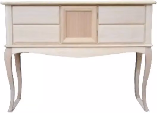 Consolle classica Mobili 2G in legno di pino grezzo con 4 cassetti e 1 porta L: 111 cm, P: 39 cm, H: 81 cm – 2