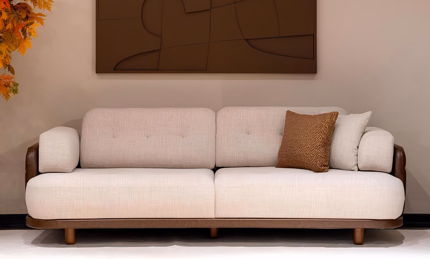 Weißes 3-Sitzer Stoffsofa Wohnzimmer Polstercouch Textil Lounge-Sofa