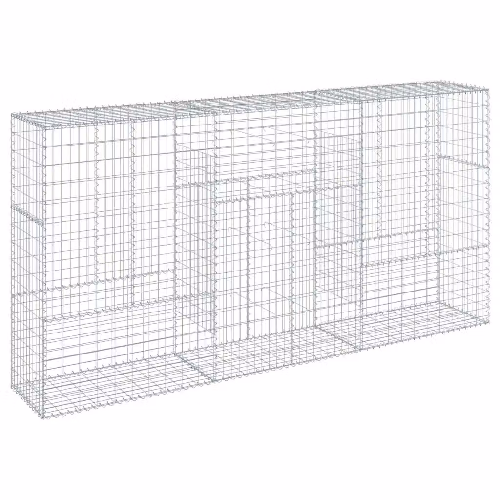 Cesto Gabbione con Copertura vidaXL in Ferro Zincato Argento L/P/H: 300 x 50 x 150 cm – 2