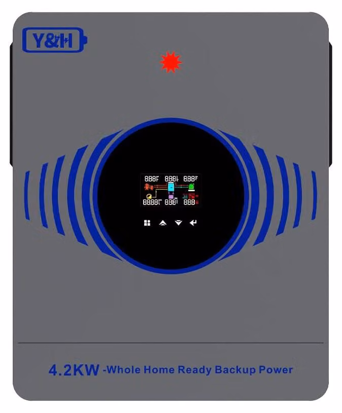 Inverter solare ibrido da 4200 W - Ingresso DC 24 V - Onda sinusoidale pura - 2 uscite AC - Per l'energia domestica