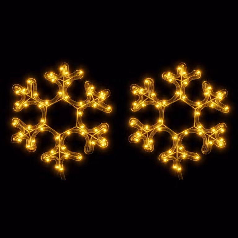 Fiocchi di neve a LED 2 pz. Bianco caldo 27x27 cm