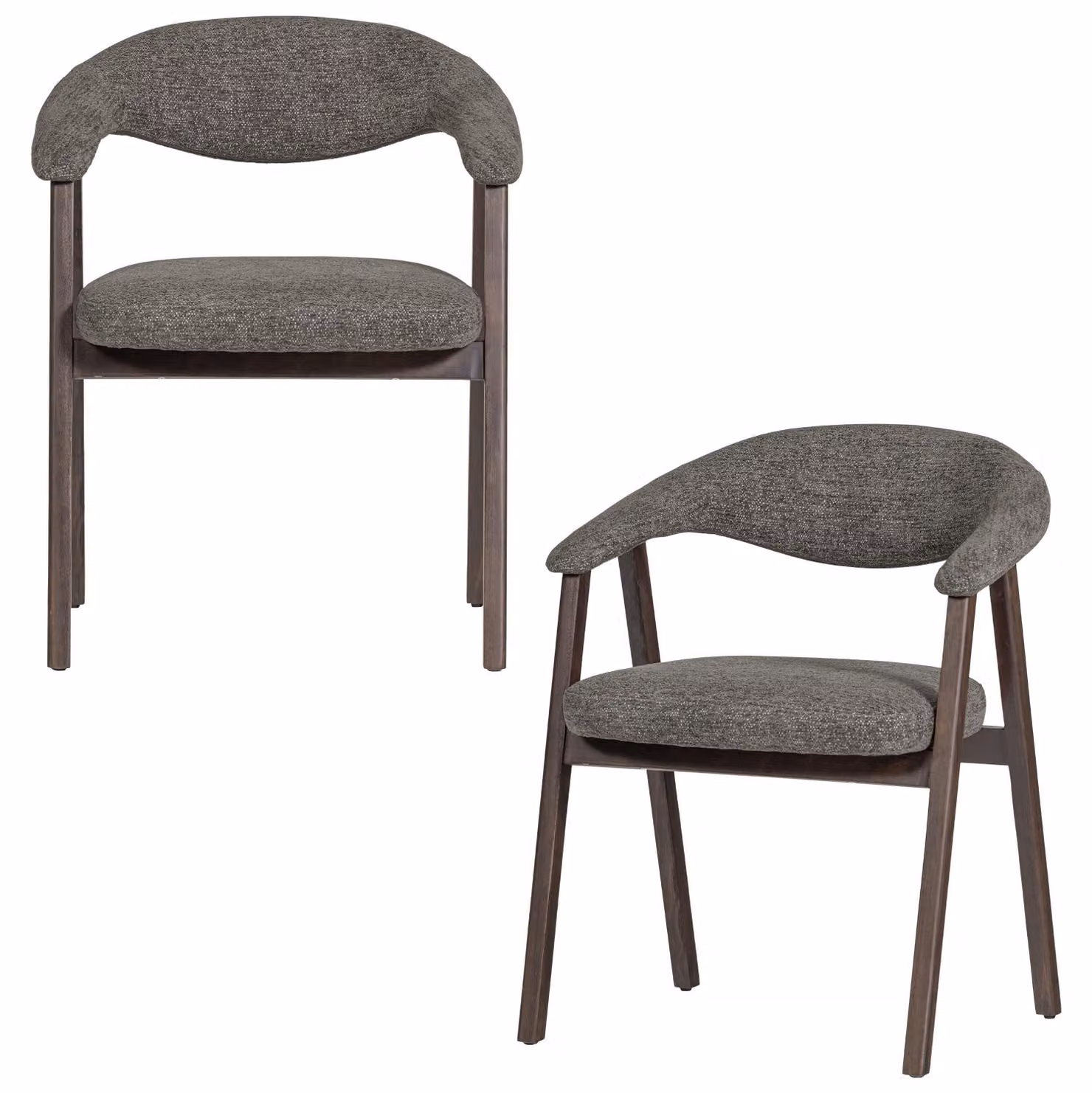 Sedia da pranzo Avar, con braccioli, in legno, colore grigio - set da 2