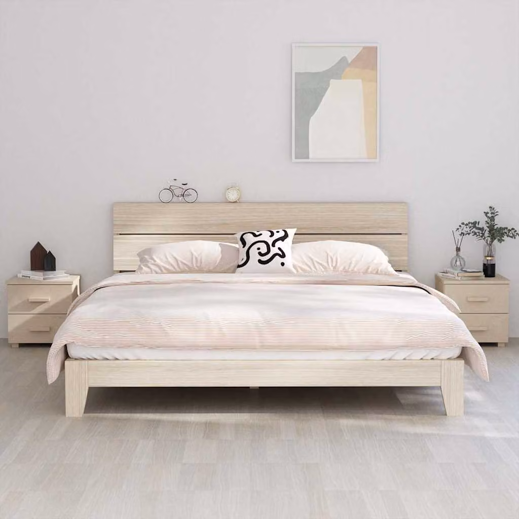 Set di 2 comodini vidaXL HAMAR in legno massello di pino, colore ambra, L 40 cm x P 35 cm x H 44,5 cm