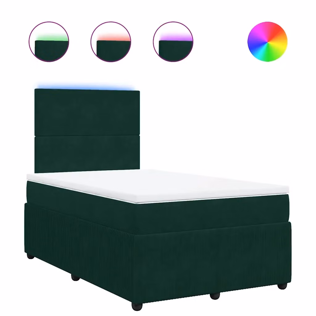 Letto Ibrido con Materasso in Velluto Verde Scuro vidaXL L/P: 120 x 200 cm – 2