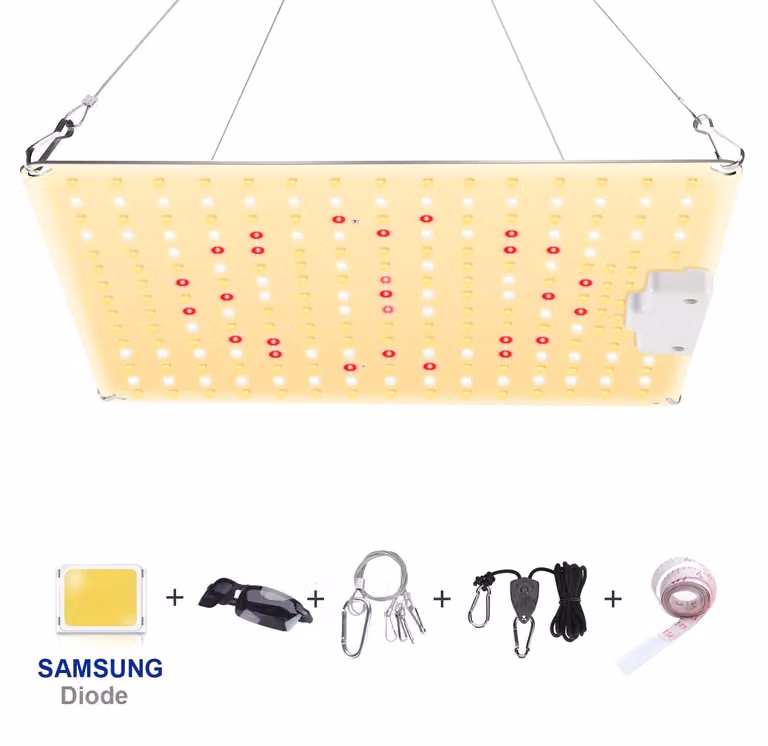 Lampada LED per piante - Pannello Quantum da 600W - Luce di crescita a spettro completo a 5 bande - Luce simile al sole - Per piante da interno e idroponica - Alluminio 30x28 cm - Spina EU, 110–240V