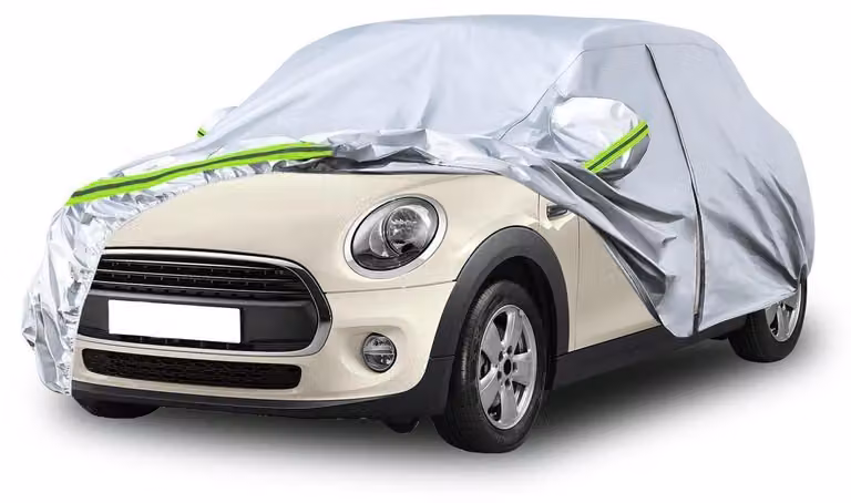 Copertura per auto, tipo garage completo, per Mini Cooper a 3 porte, dal 2000 al 2024, adatta a tutte le condizioni atmosferiche, riflettente, colore argento