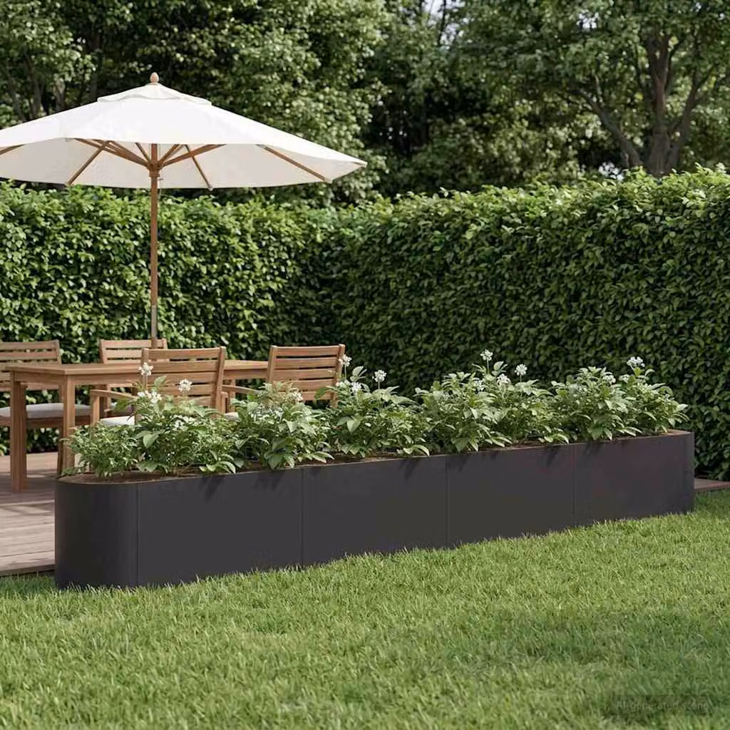 Letto rialzato da giardino vidaXL in metallo Nero L: 360 cm, P: 40 cm, H: 40 cm