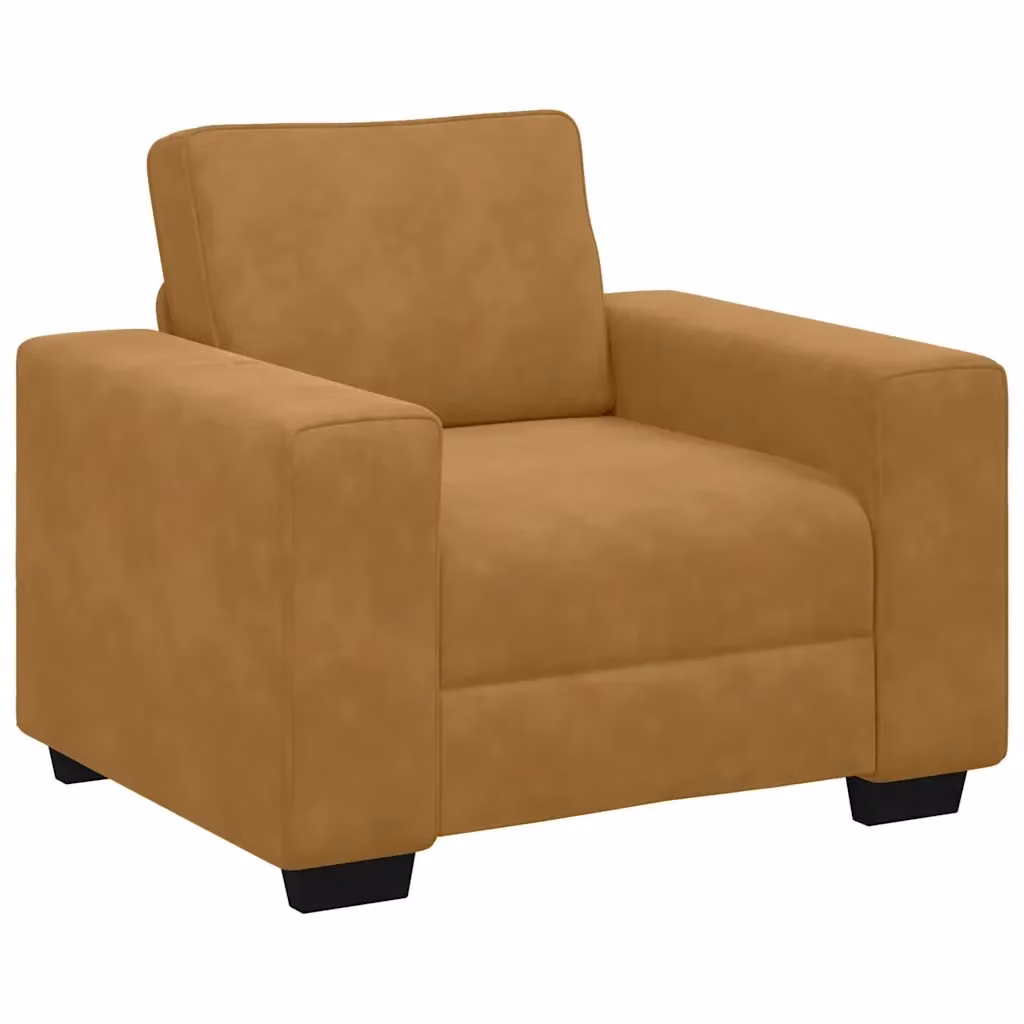 Poltrona Lounge in Velluto Marrone vidaXL L: 100 cm, P: 77 cm, H: 82 cm – 2