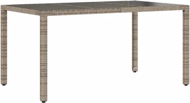 Tavolo da Giardino | Tavolino da esterno Piano in Vetro Grigio 150x90x75cm Polyrattan