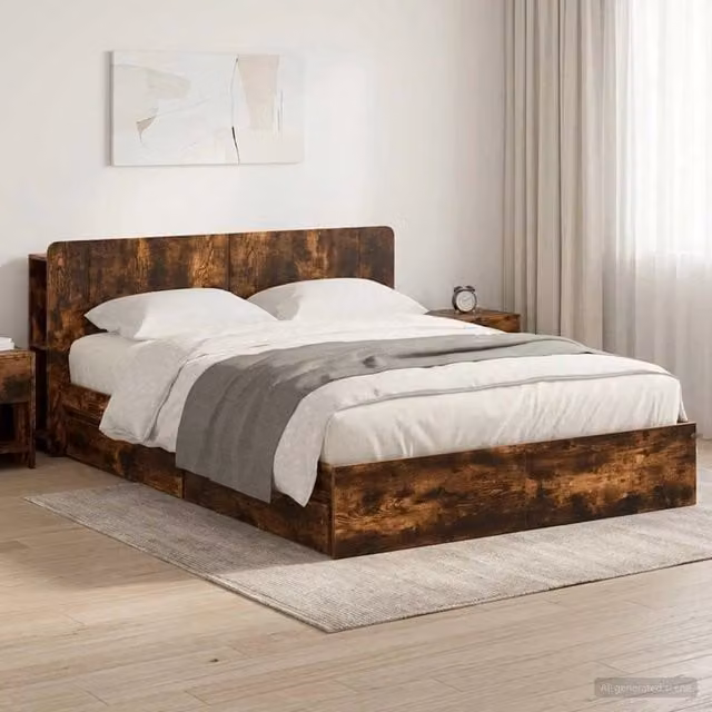 Telaio del letto con storage Rovere Fumo 135 x 190 cm 3433584