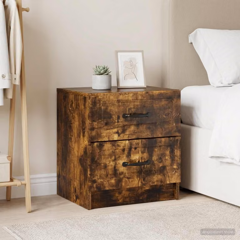 Set di 2 Armadi da Notte vidaXL in Rovere Fumo, Design Moderno, L 43 cm x P 34,5 cm x H 44,5 cm