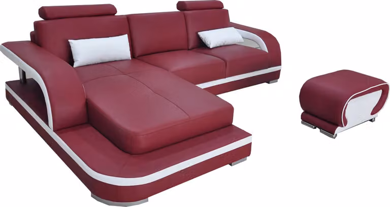 Leder Eck Sofa mit USB Luxus Garnitur Ecke Sofas Couchen Polster Wohnlandschaft