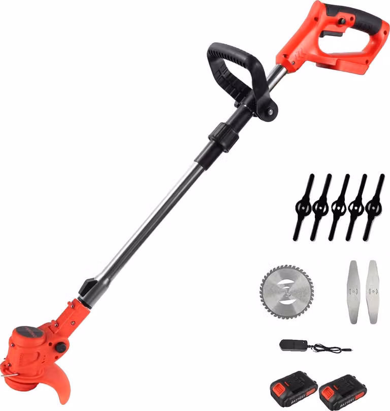 Tosaerba elettrico, asta telescopica, design pieghevole, 2 batterie, UE