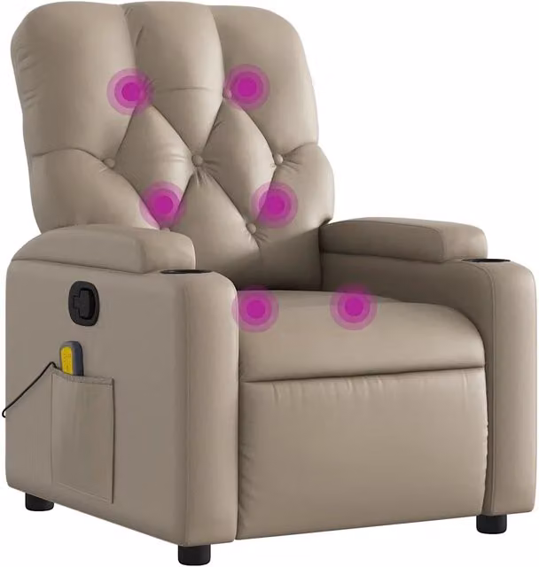 Poltrona Massaggiante | Sedia Relax Reclinabile cappuccino in Similpelle