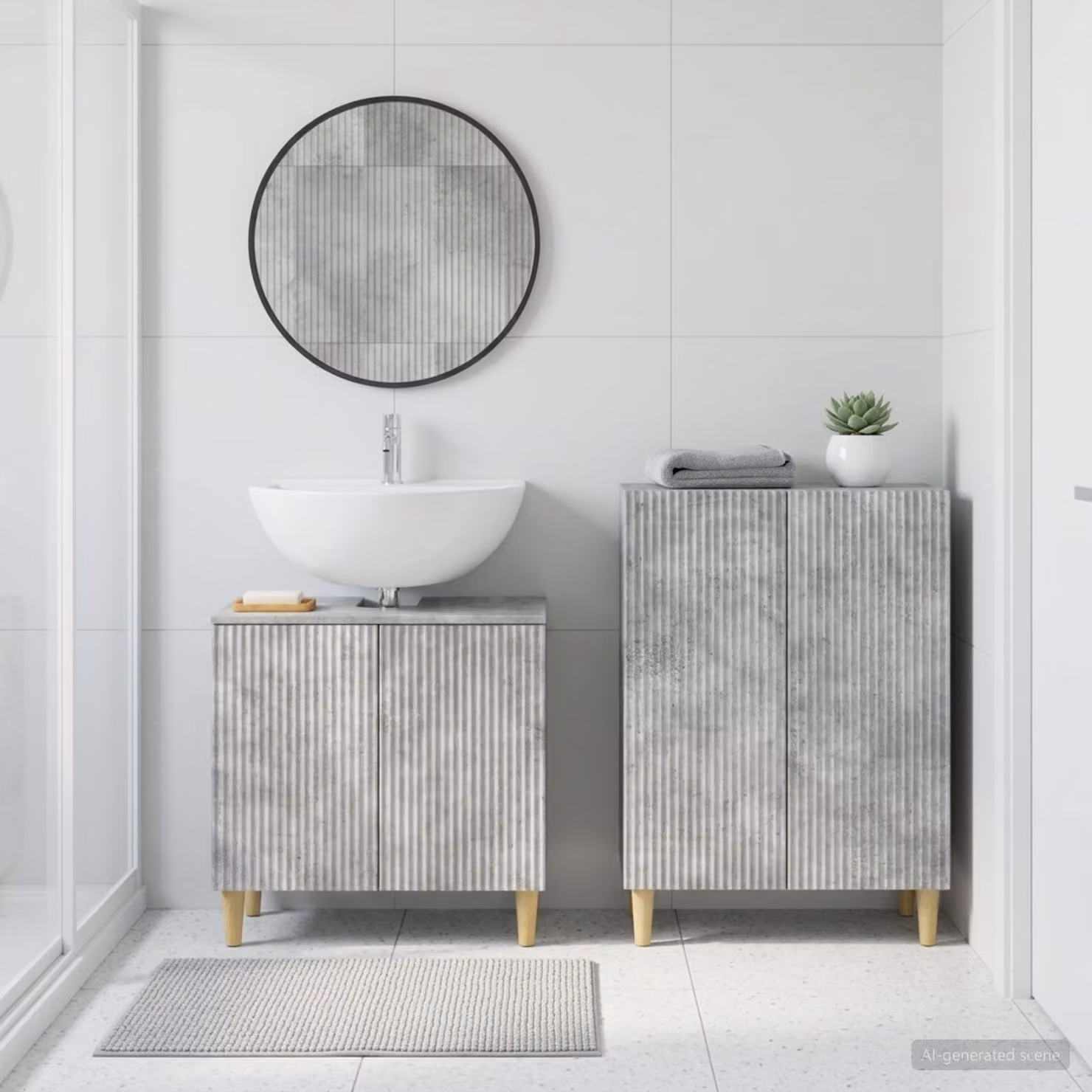 Set di mobili da bagno vidaXL ARNHEM composto da 2 pezzi, mobile lavabo e mobile contenitore, colore grigio, design moderno
