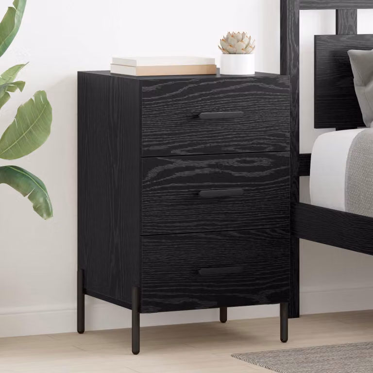vidaXL Armadio da Notte in Stile Rustico Nero, L/P/H: 40 x 40 x 66 cm