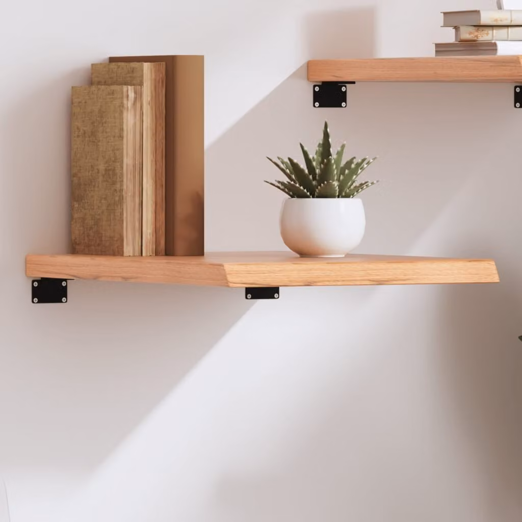 Ripiano da muro vidaXL in legno di rovere massello marrone L 60 cm, P 40 cm, H 2-4 cm