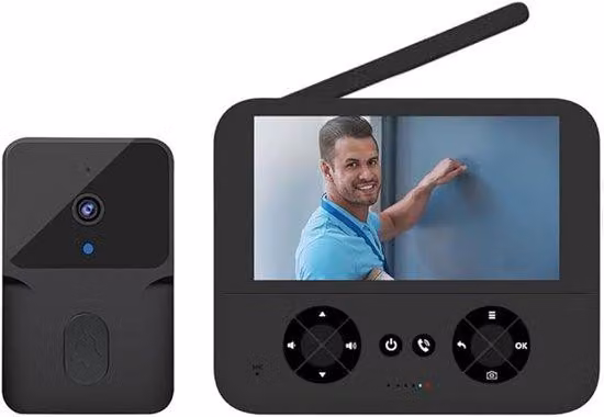Videocitofono wireless con telecamera, schermo IPS, visione notturna, audio a due canali, registrazione automatica di foto e video