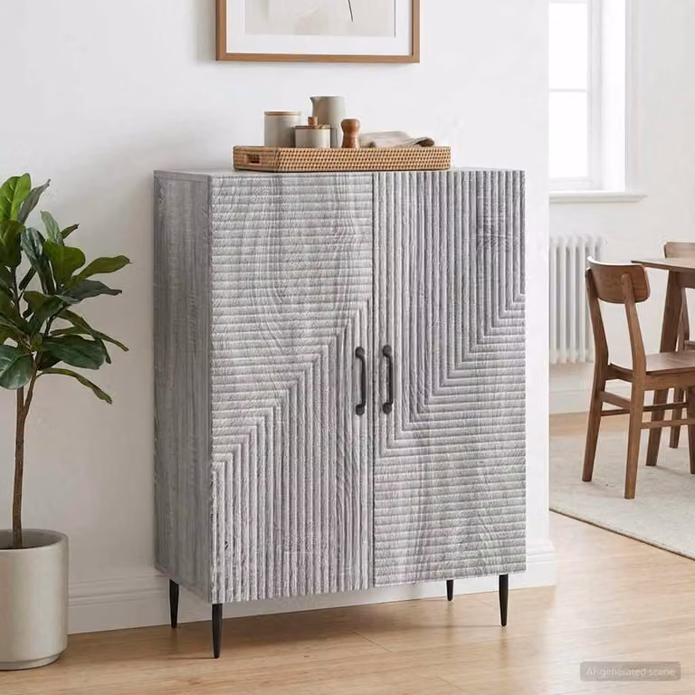 Credenza moderna vidaXL in legno ingegnerizzato e metallo, Grigio Sonoma, L: 66 cm, P: 34,5 cm, H: 89,5 cm