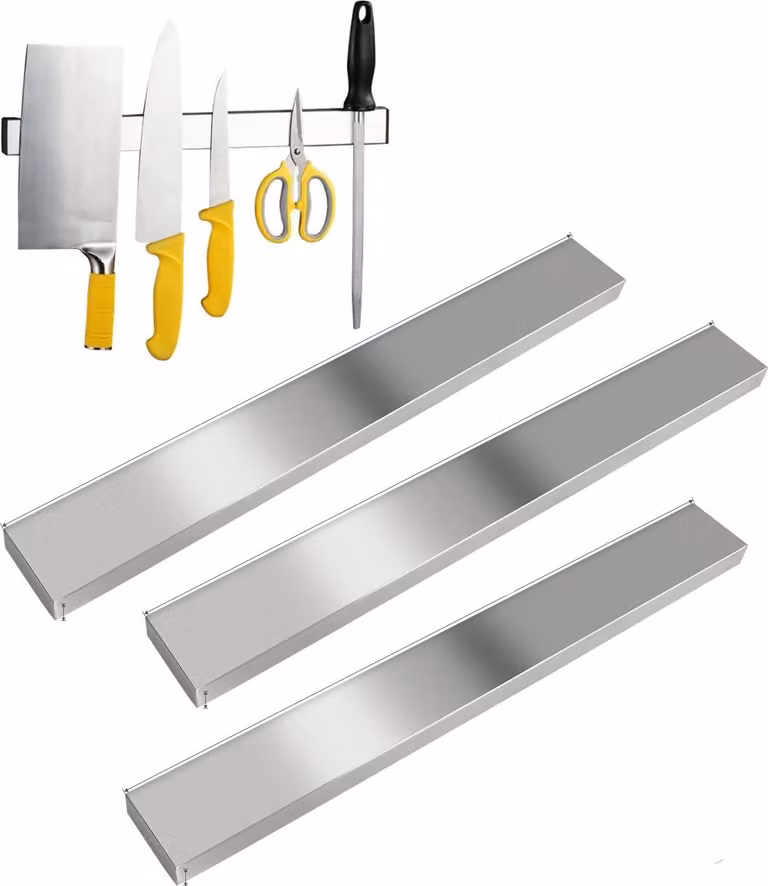 set di 4 binari magnetici autoadesivi 40 cm - Binario portacoltelli in acciaio inox senza foratura | binario magnetico per utensili e attrezzi da cucina | binario portautensili con nastro adesivo | portacoltelli da parete | portautensili