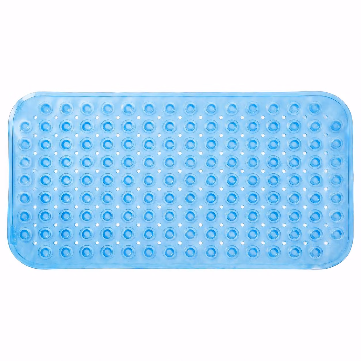 Tappetino antiscivolo per vasca da bagno, 71 x 37,5 cm, tappetino doccia in PVC con ventose, colore blu