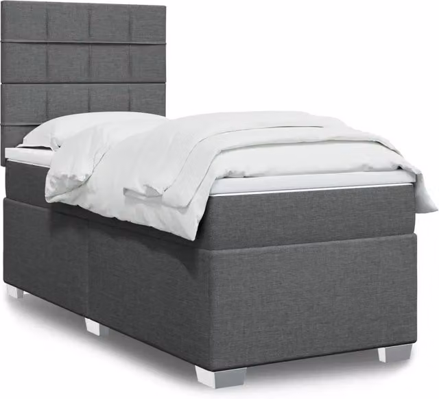 Letto Ibrido vidaXL con Materasso e Struttura Imbottita Grigio e Bianco L/P: 90 x 200 cm