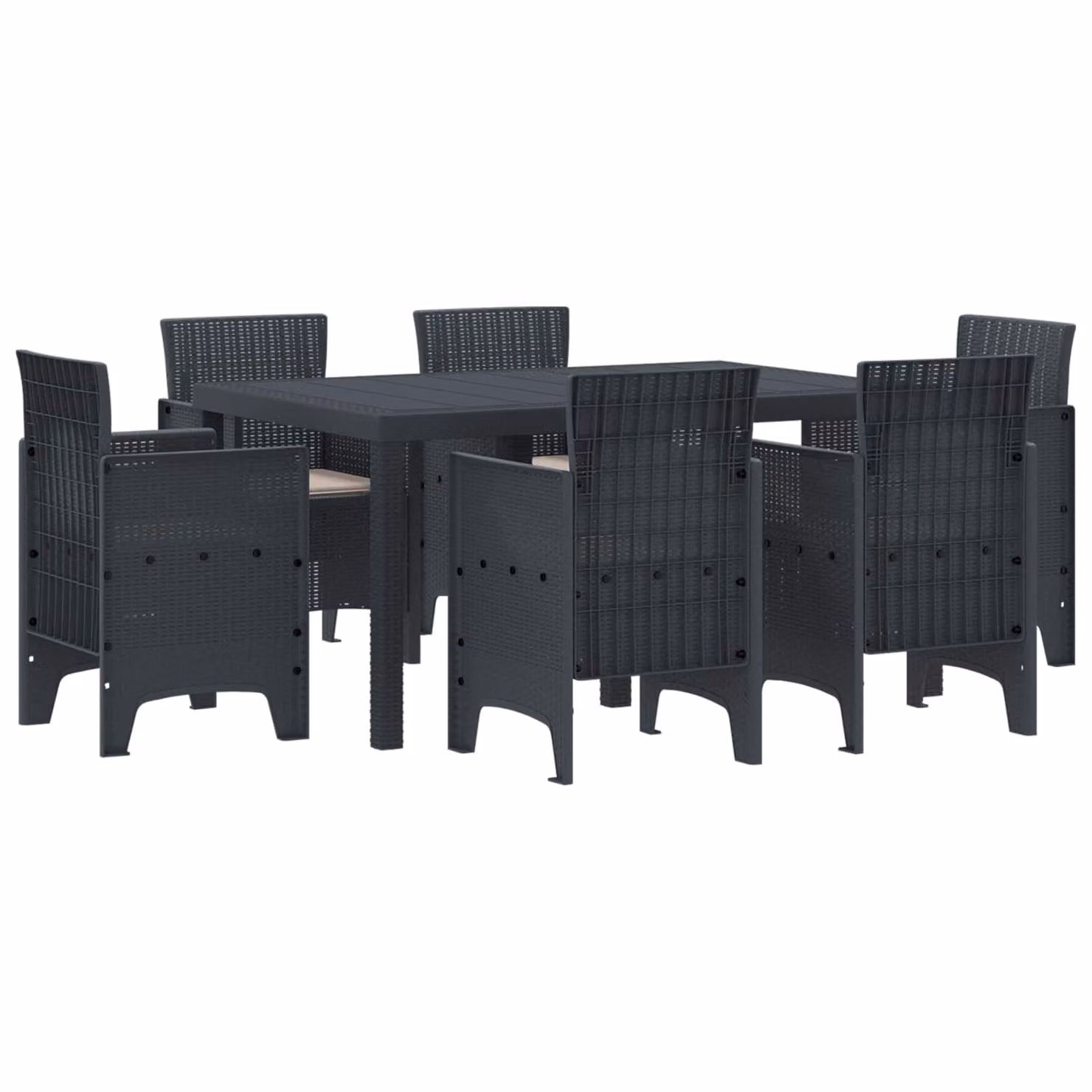 Set da pranzo per giardino e terrazza vidaXL in 7 pezzi in rattan antracite