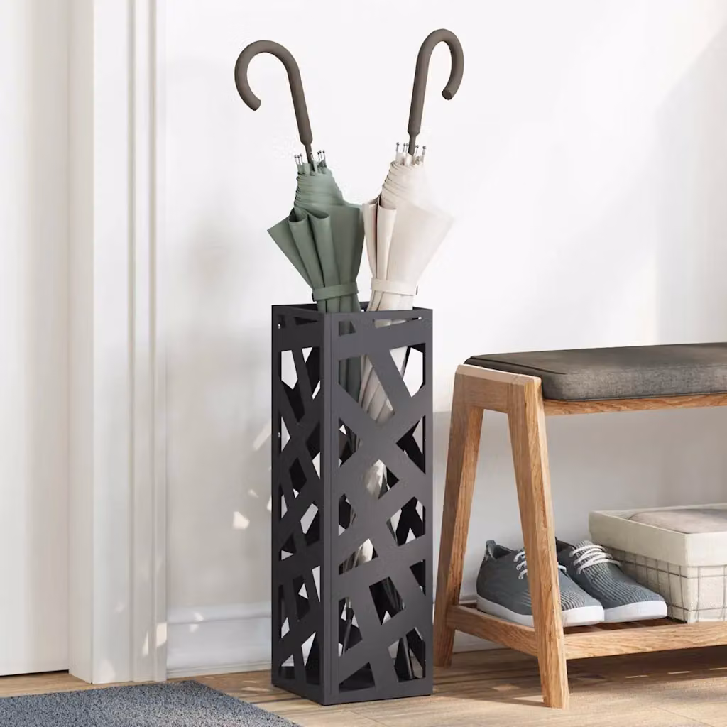 Stand per ombrelli da pioggia vidaXL in metallo nero L/P/H: 15,5 x 15,5 x 49 cm