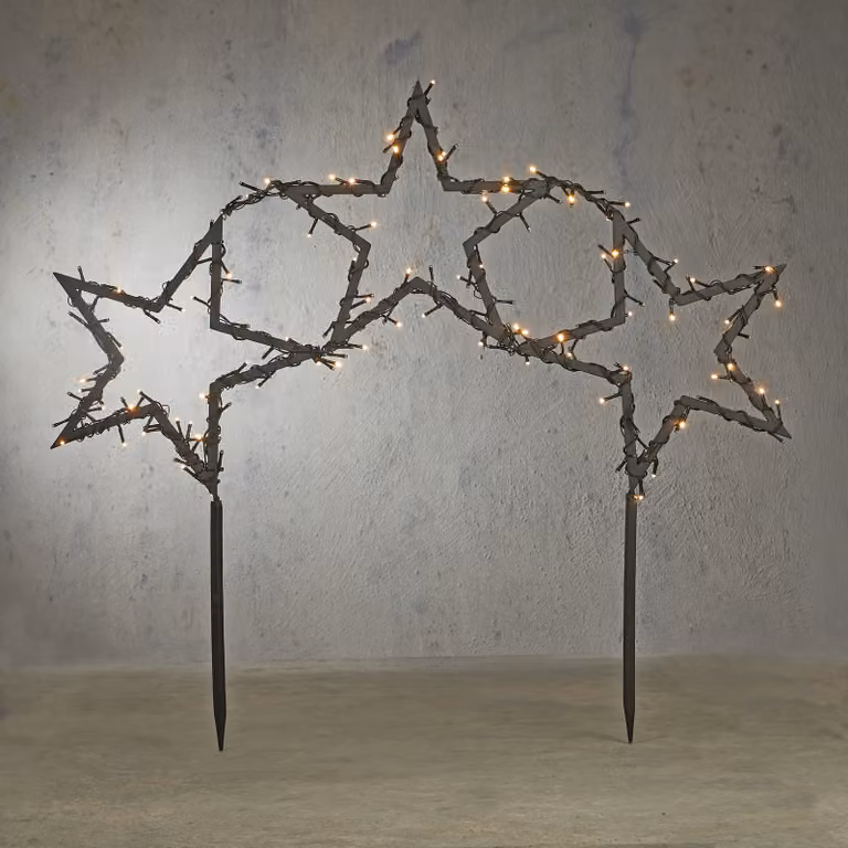 Luca Lighting - Lampada a picchetto da giardino a forma di stella con LED e timer a 8 modalità - Rudolph I Illuminazione per esterni - Metallo - I (non sostituibile) LED