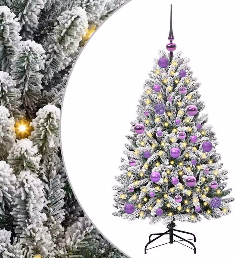 Albero di Natale artificiale con 150 LED Verde e Bianco 120 cm