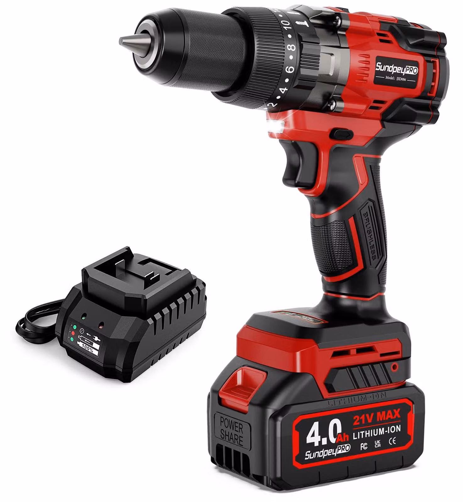 Trapano avvitatore a batteria - 21 Volt, 130 Nm di coppia - Batteria agli ioni di litio da 4,0 Ah - Mandrino autoserrante da 13 mm per metallo - Trapano avvitatore multifunzione per uso domestico e giardinaggio