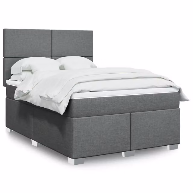 Letto Ibrido con Giroletto a Molle e Materasso vidaXL in Grigio e Bianco L/P/H: 140 x 190 cm