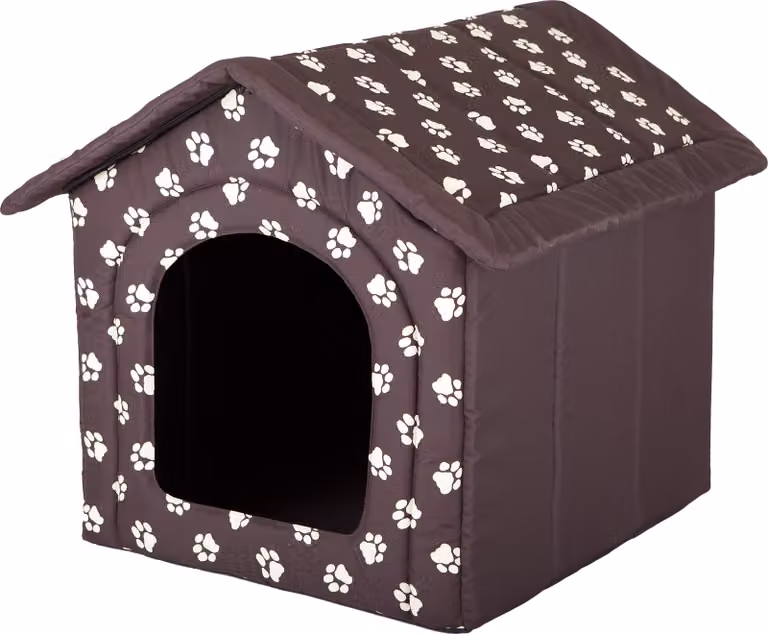 Cuccia per cani, cuccia per cani, letto per cani, casa per gatti, grotta media M - 44 x 38 cm marrone con zampe