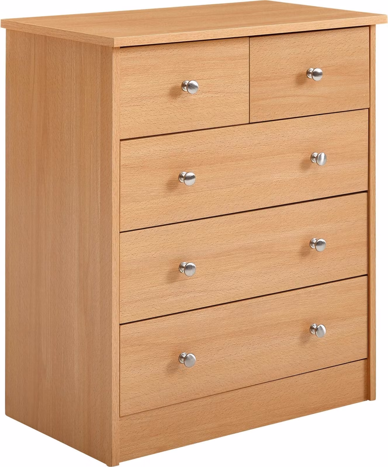 Comodà in legno di design 60 x 70 x 35 cm in faggio con 5 cassetti | Credenza multifunzionale a base bassa per l'ingresso | Credenza moderna dal design intramontabile
