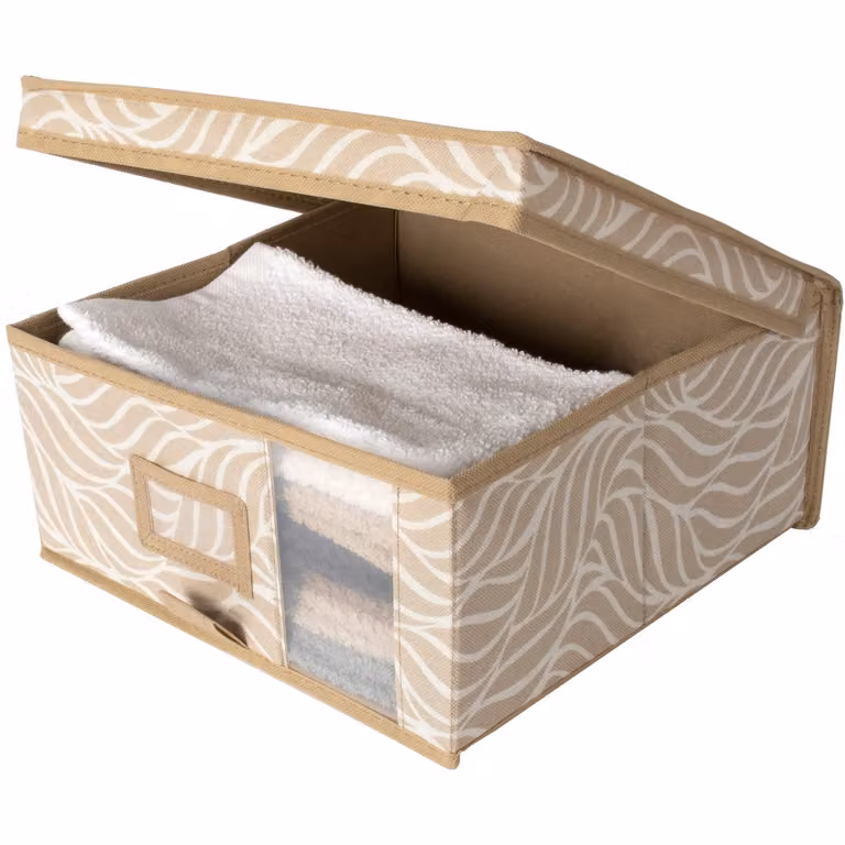Vestiamo Casa Scatola salvaspazio per armadio beige con portataglie pieghevole H: 15 cm, L: 30 cm, P: 30 cm