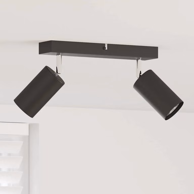 Faretto da soffitto regolabile vidaXL in metallo nero, design cilindrico minimalista, L 26 x P 6 x H 16 cm