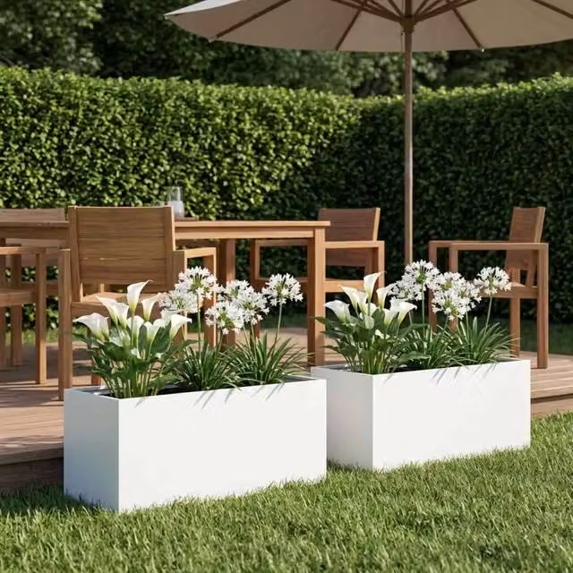 Vaso da giardino 2 pz Bianco 100 x 40 x 40 cm 8005249