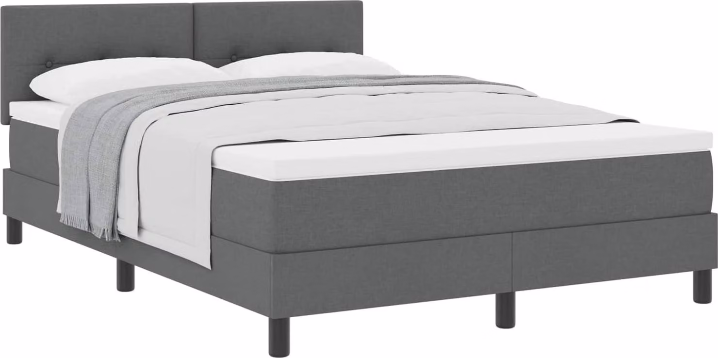 Letto a molle con testiera Grigio scuro 160 x 200 cm Tessuto
